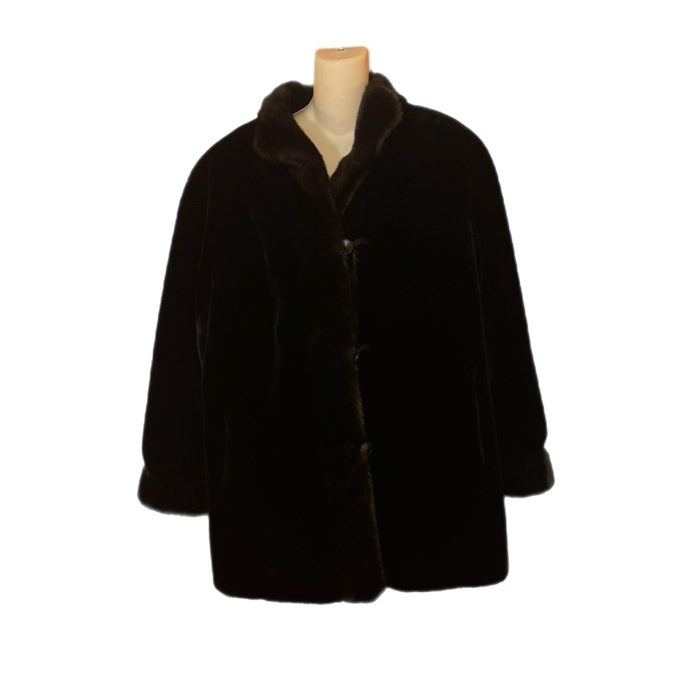 Elegant black with dark brown  trim Teddy Jacket